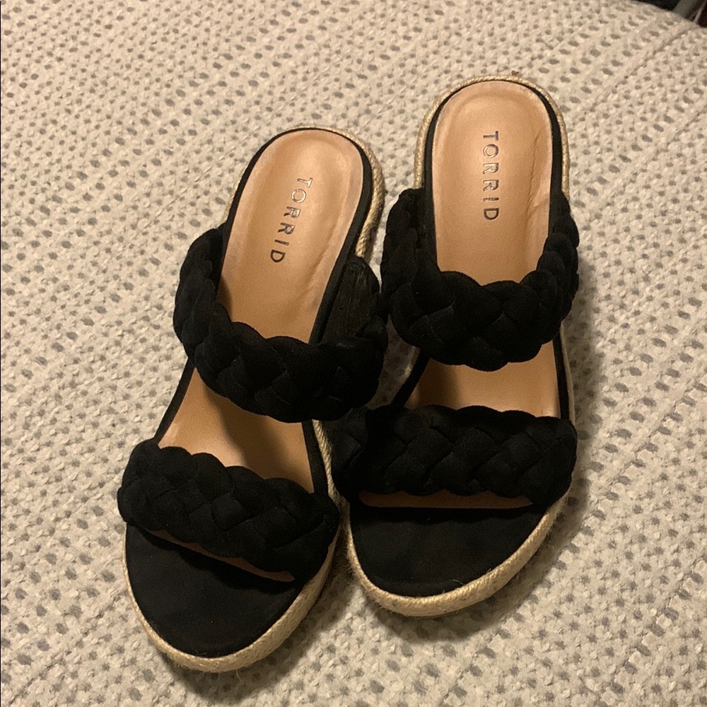 Torrid Black Braided Sandals